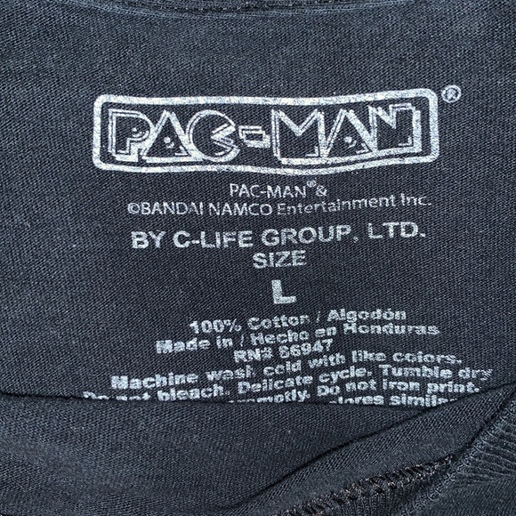 Pac-Man Black Graphic Long Sleeve T-Shirt Men's Large - Picture 5 of 5